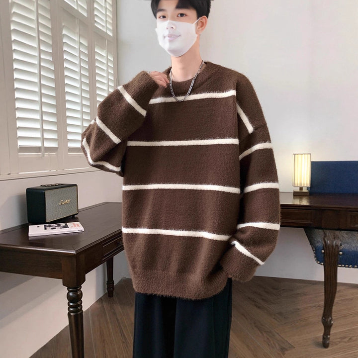 Unisex Oversized Knit Sweater with Striped Design Mune Fashion