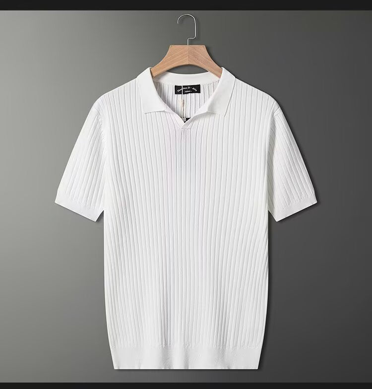 Men's Fashion Short Sleeve Knit Polo Shirt Mune Fashion
