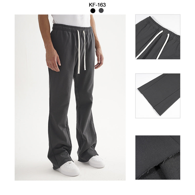 Women's Flared Sweatpants with Wide Leg, Elastic Waistband and Drawstring Mune Fashion