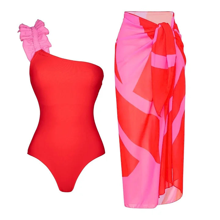 Women's One-Sided Swimsuit with Ruffle Details Mune Fashion