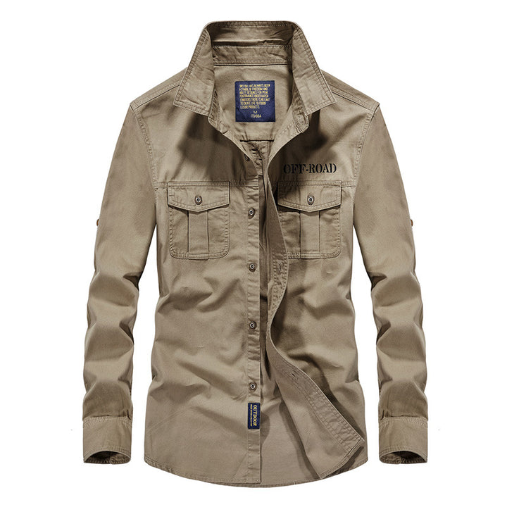 Men's Robust Canvas Utility Shirt with Chest Pockets and Kent Collar Mune Fashion