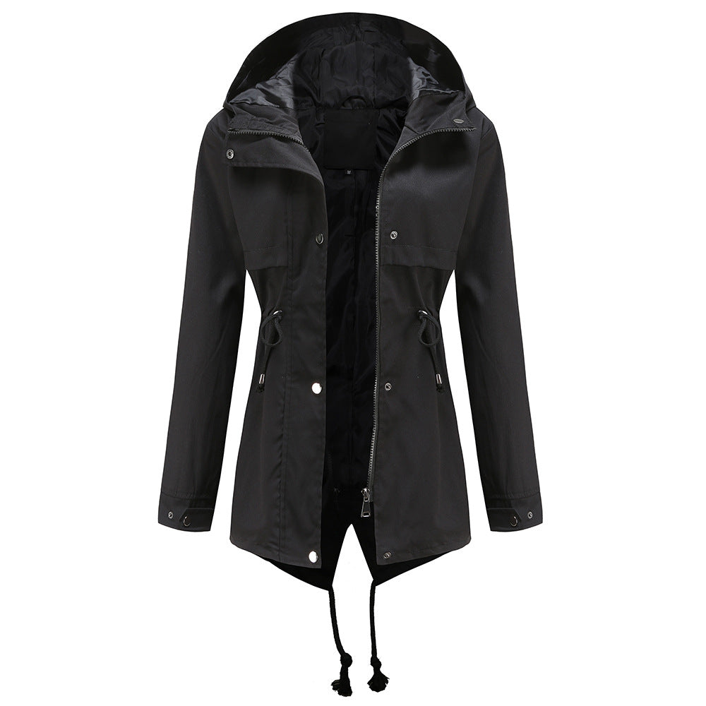 Women's water-repellent parka with waist drawstring and asymmetric hem Mune Fashion