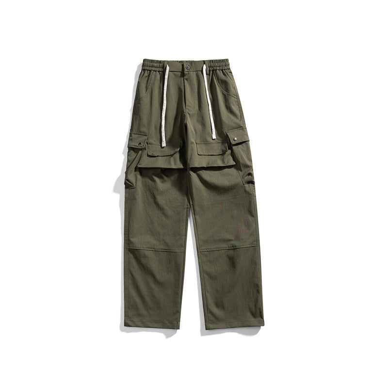 Herren Breit geschnittene Cargo-Hose mit elastischem Bund, Klappentaschen und Kniepaneelen Mune Fashion