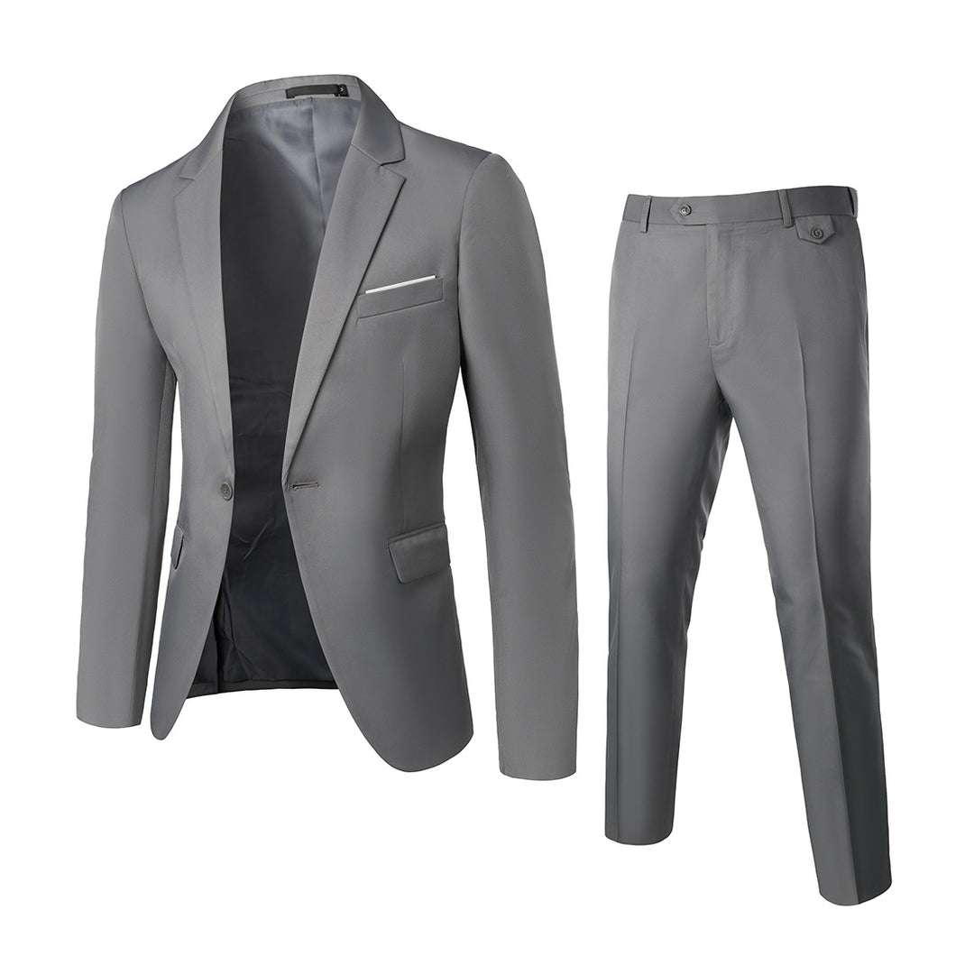 Men's Two-Piece Slim-Fit Suit Set with Tailored Blazer and Slim Suit Pants Mune Fashion