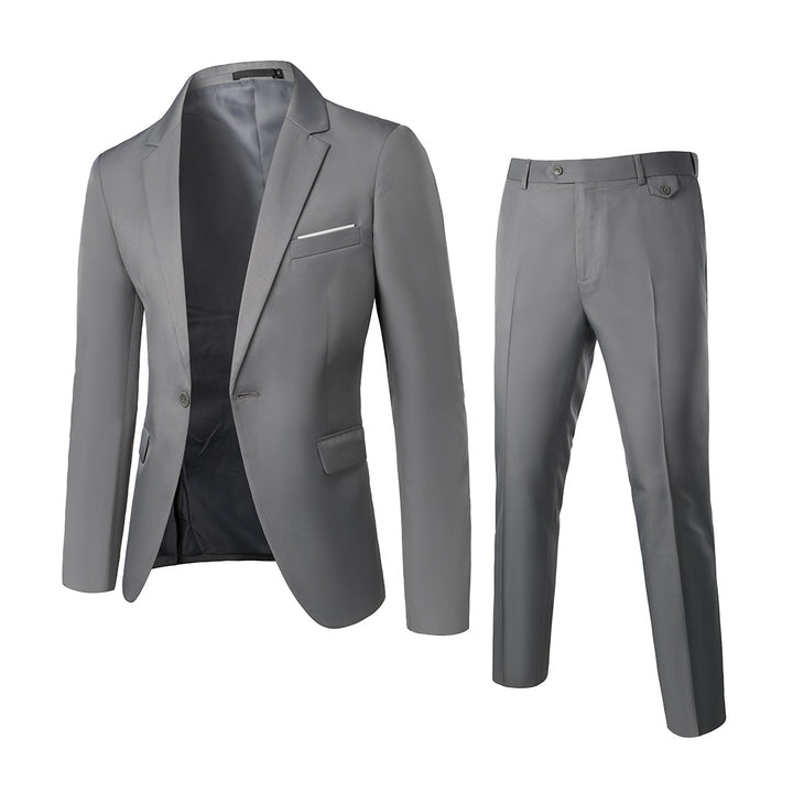 Men's Two-Piece Slim-Fit Suit Set with Tailored Blazer and Slim Suit Pants Mune Fashion