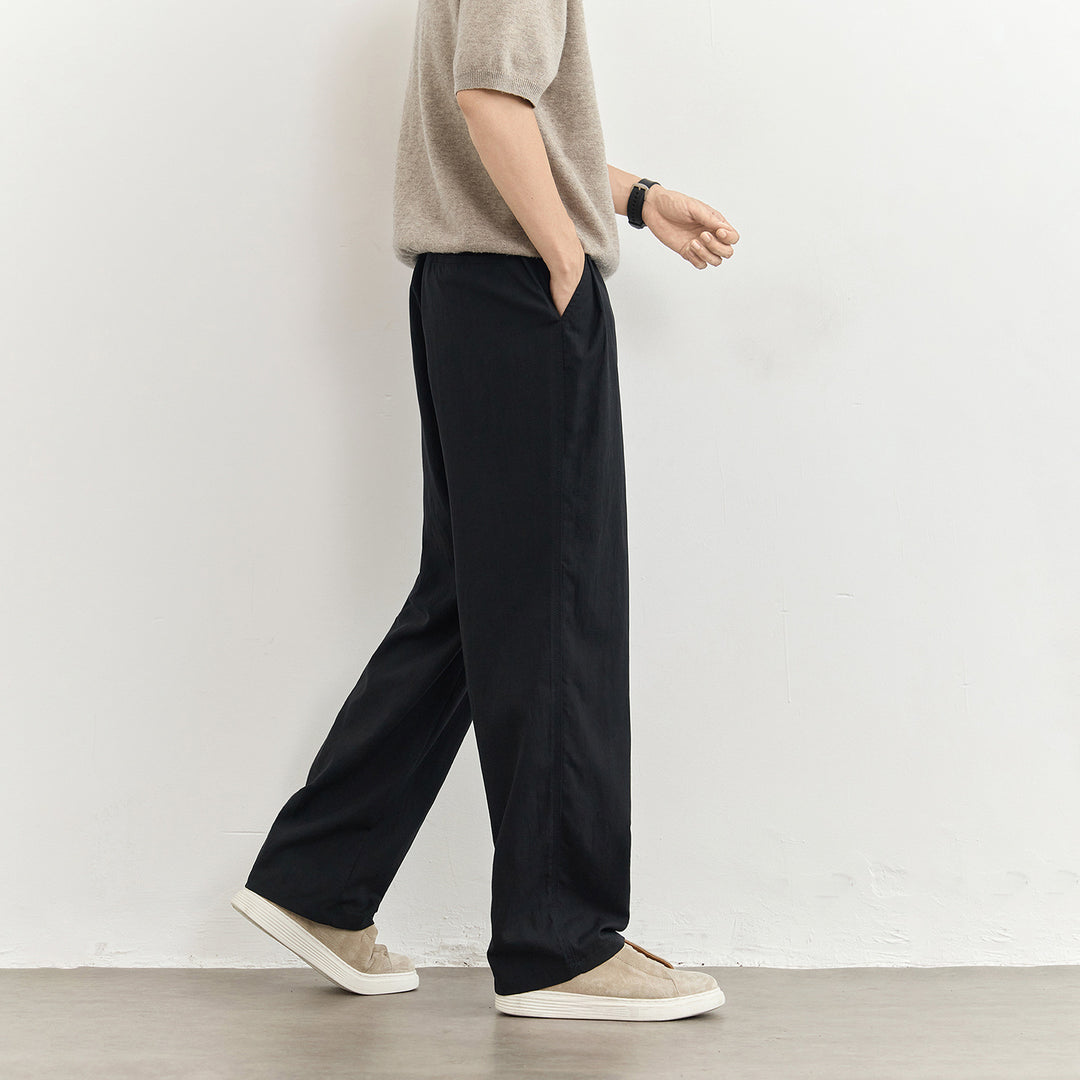 Men's Lightweight Linen Pants with Drawstring and Straight Leg Mune Fashion
