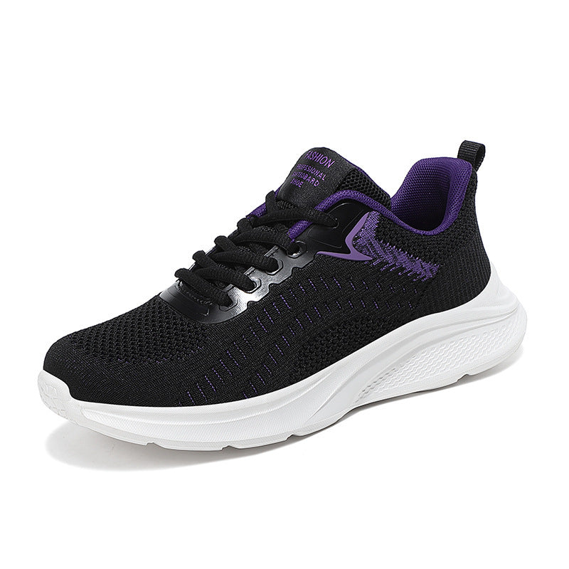 Women's seamless knit walking shoe with breathable mesh upper, ergonomic wave cushioning, and reinforced heel tab Mune Fashion