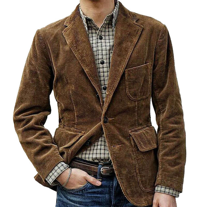 Men's tailored cord jacket with lapel collar and applied flap pockets Mune Fashion