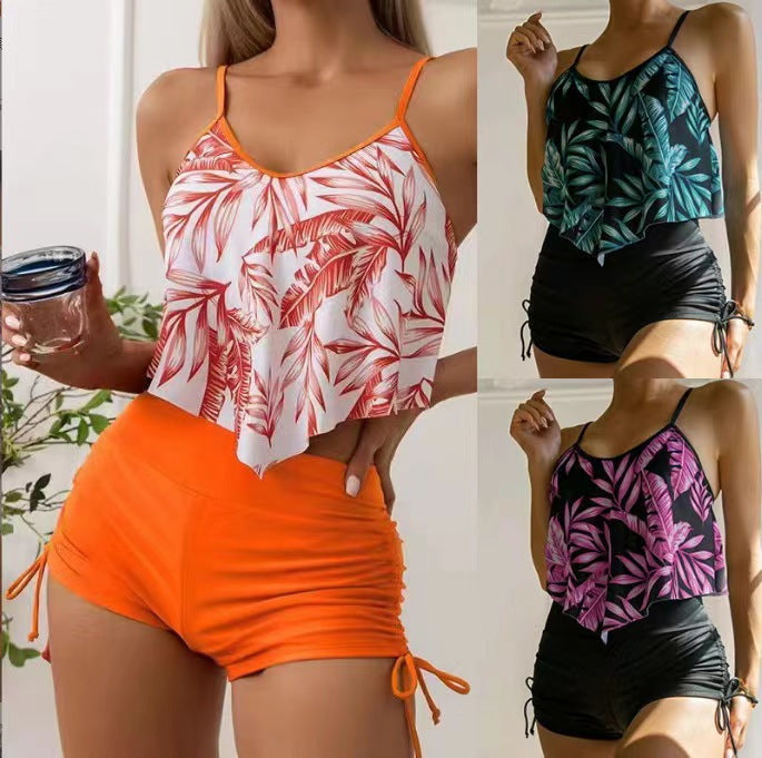 Women’s Sporty Tankini Set with Ruffles and Adjustable Straps Mune Fashion