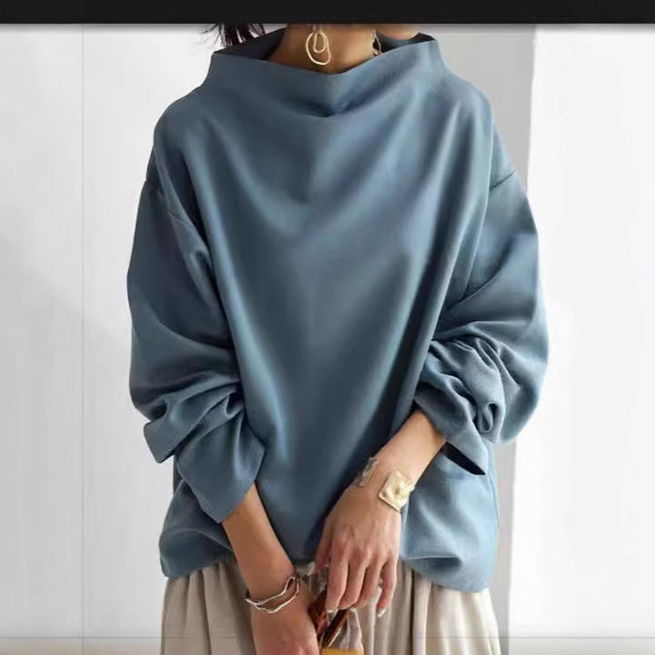 Women's Oversized Sweater with Special Collar and Casual Cut Mune