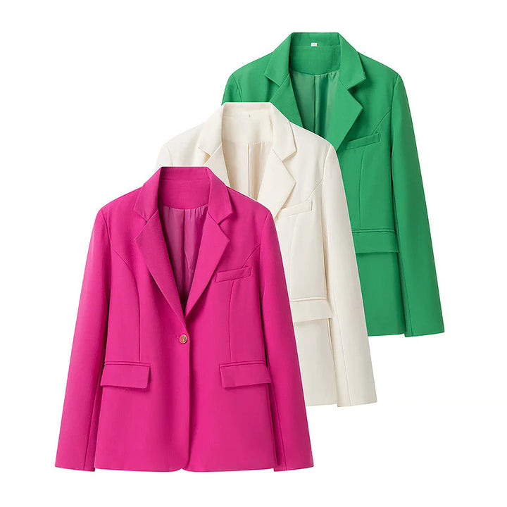 Women’s slightly tailored single-button blazer with shawl collar and flap pockets Mune Fashion