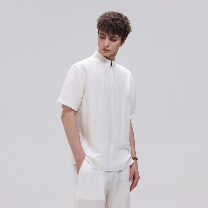 Herren Kurzarm‑Halbzip‑Shirt mit Stehkragen und Relaxed‑Fit Mune Fashion