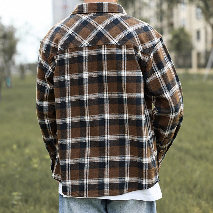 Men's Checkered Shirt Jacket with Two Chest Pockets Mune Fashion