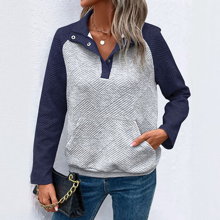 Women Fashionable Sweatshirt with Removable Collar Mune Fashion