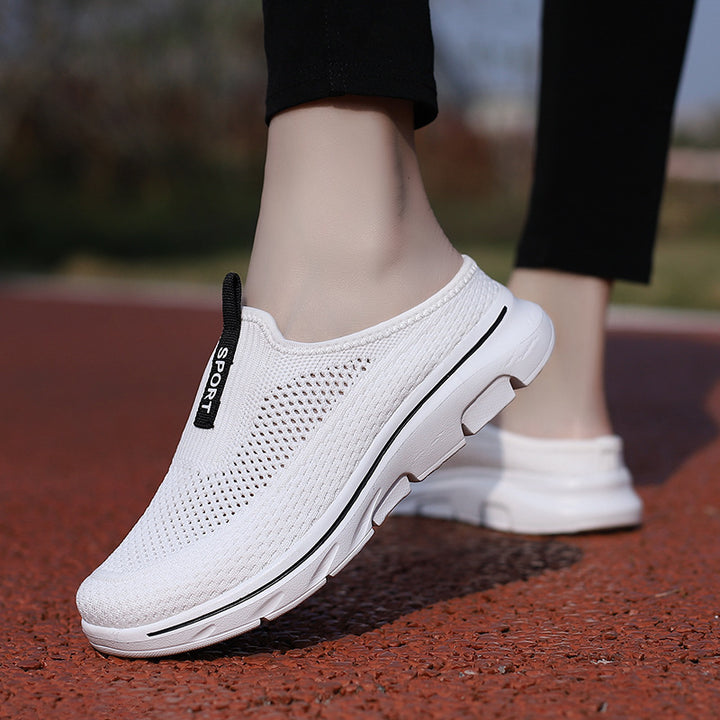 Ladies nan light knit mule with open heel, cushioning lightweight sole and pull tab Mune Fashion