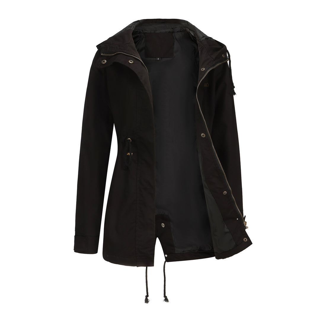 Women's slightly tailored light parka with hood drawstring and two-way zipper Mune Fashion