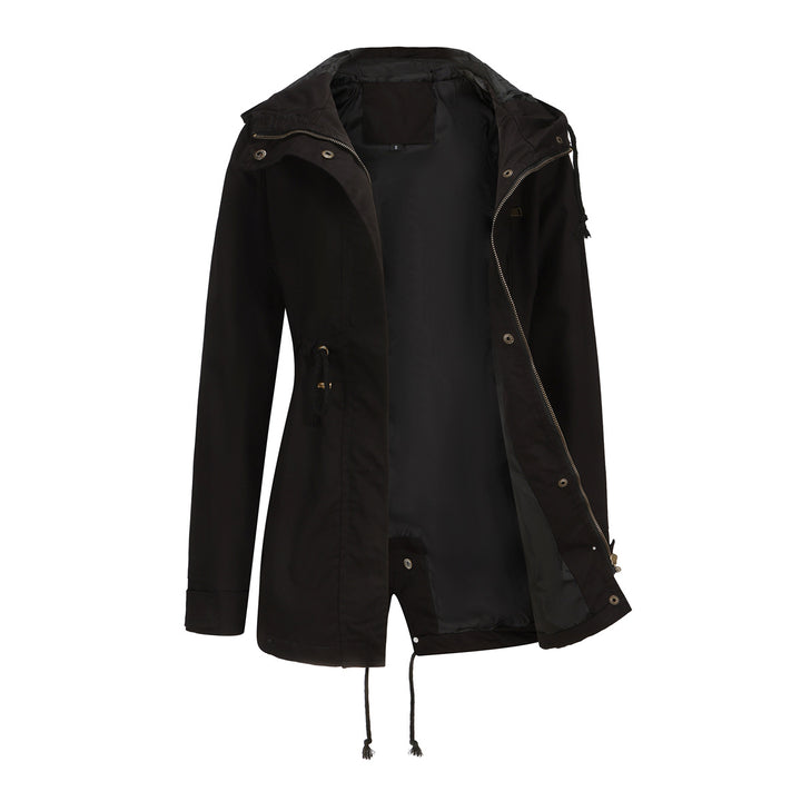 Women's slightly tailored light parka with hood drawstring and two-way zipper Mune Fashion