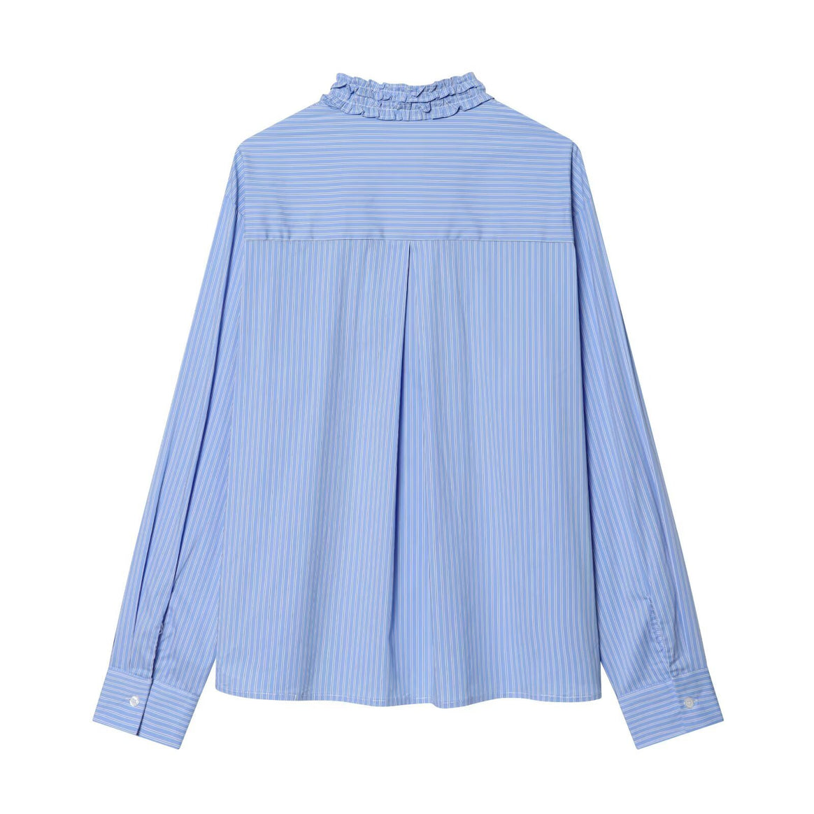 Women's Striped Blouse with Ruffled Collar and Oversize Cut Mune Fashion