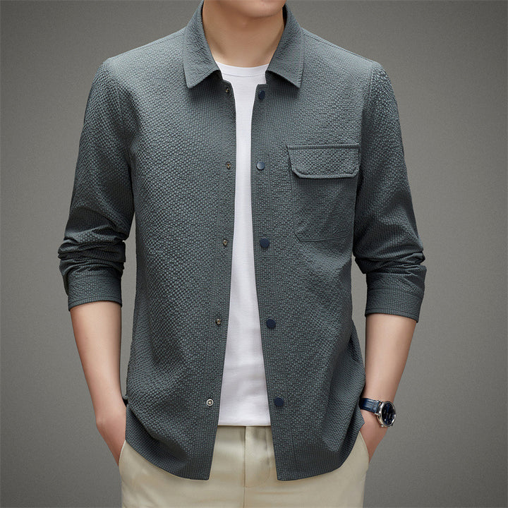 Men's Casual Structured Overshirt with Chest Pocket and Button Placket Mune Fashion