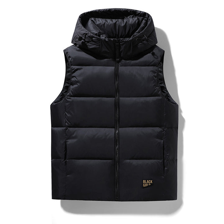 Men's Padded Hooded Quilted Vest with Thermal Insulation and Windproof Outer Layer Mune Fashion