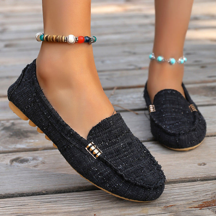 Ladies nan moccasin-loafer with leopard pattern, decorative stitching and flexible nub sole Mune Fashion
