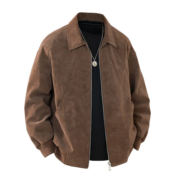 Men's Elegant Suede Jacket with Structured Cut Mune