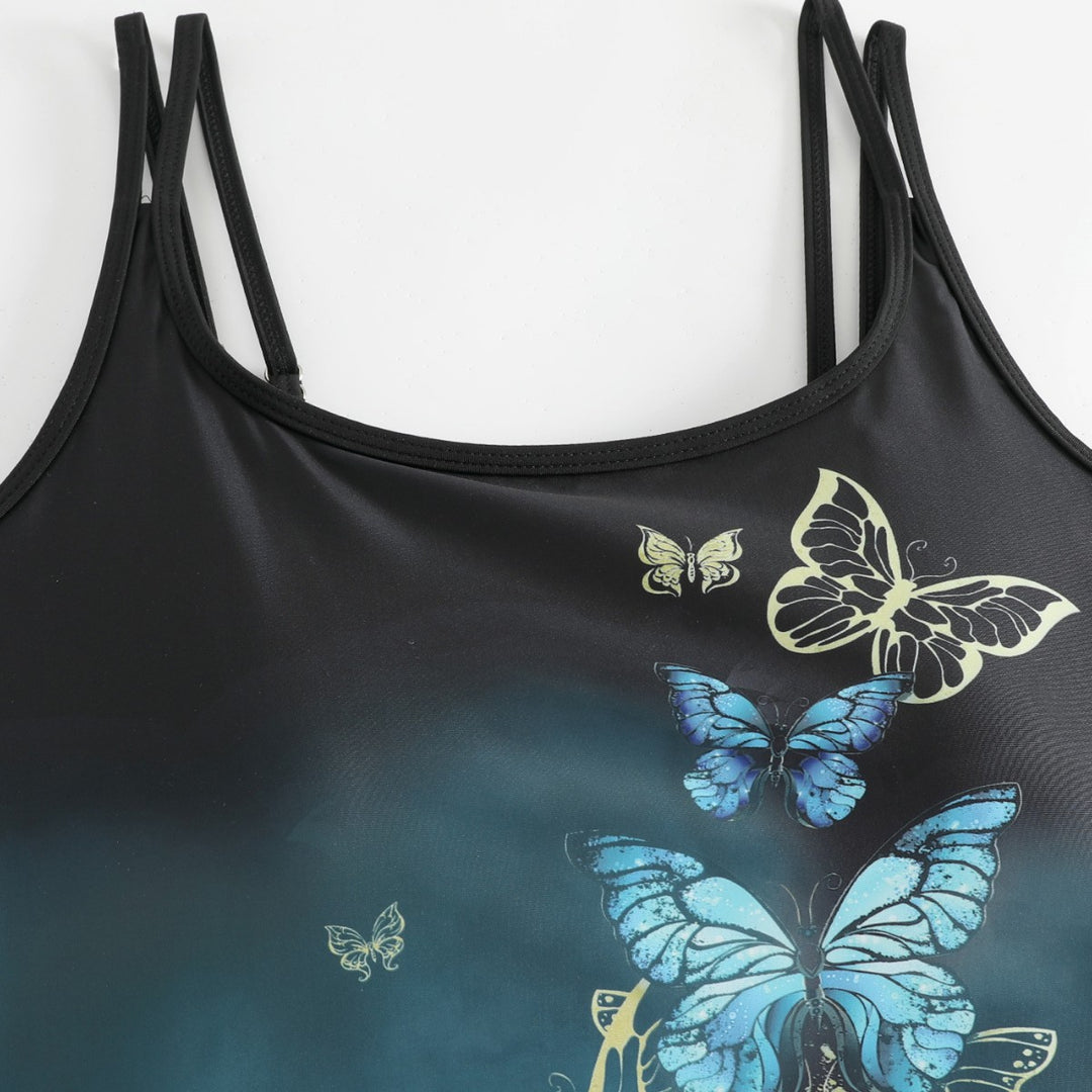 Ladies Tankini with Butterfly Design and Swim Shorts Mune Fashion