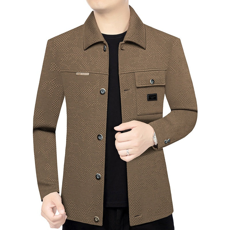 Men's Structured Overshirt in Glencheck Relief with Shirt Collar Mune Fashion