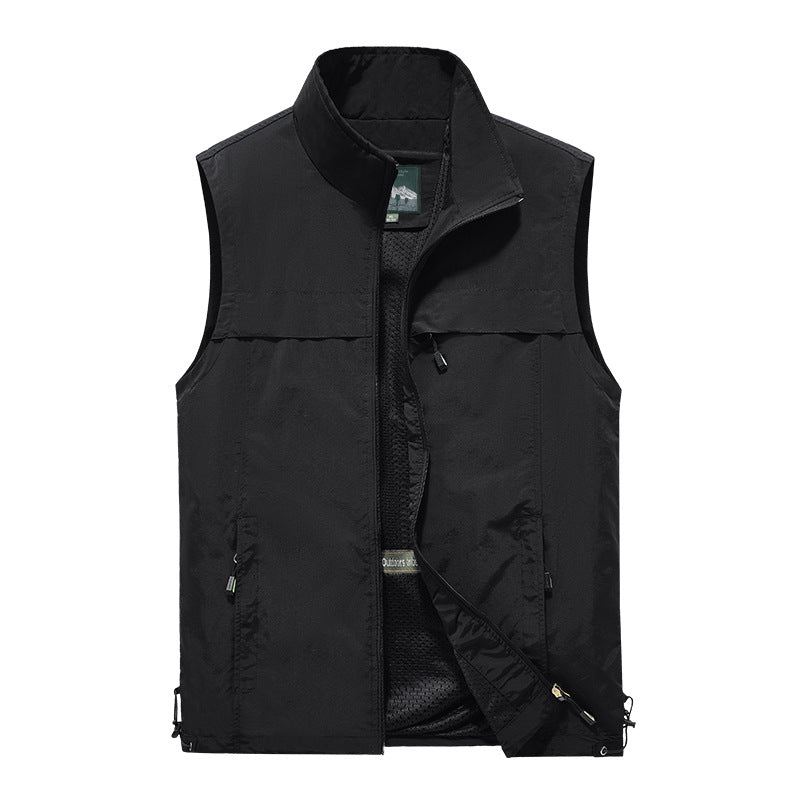 Men's lightweight windproof outdoor vest with stand-up collar and zipper pockets Mune Fashion