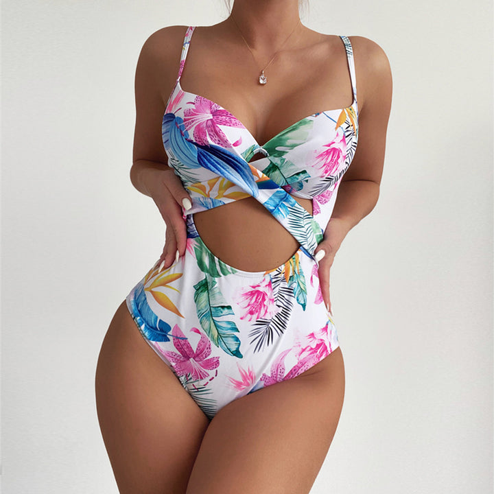 Ladies swimsuit with elegant cut-out design and floral pattern Mune Fashion