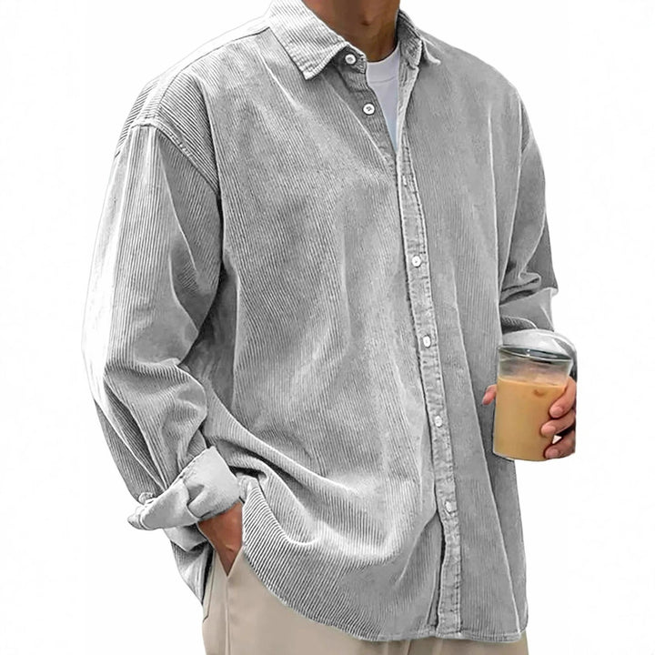 Men's long-sleeved oversized cord shirt with collar and continuous button placket Mune Fashion