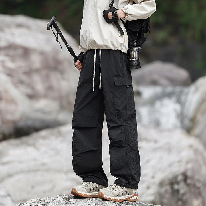Men's Lightweight Technical Cargo Trekking Pants with Drawstring Waistband, Reinforced Hem Edges, and Adjustable Leg Opening Mune Fashion