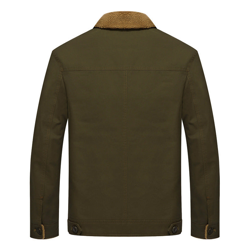 Men's Canvas Field Jacket with Warming Sherpa Inner Lining and Utility Pockets Mune Fashion