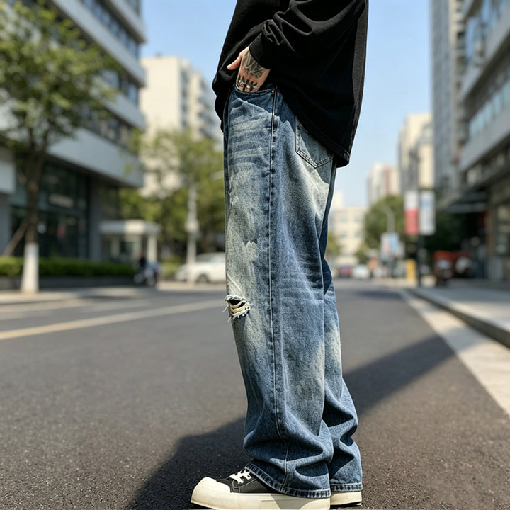 Men's Casual Loose Fit Ripped Jeans Mune Fashion