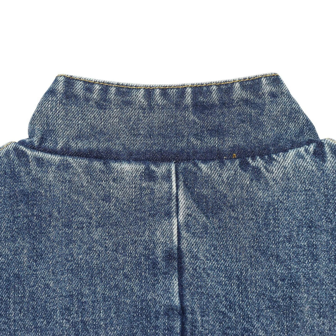 Women's Boxy Cropped Denim Jacket with Stand Collar and Three-Quarter Sleeves Mune Fashion
