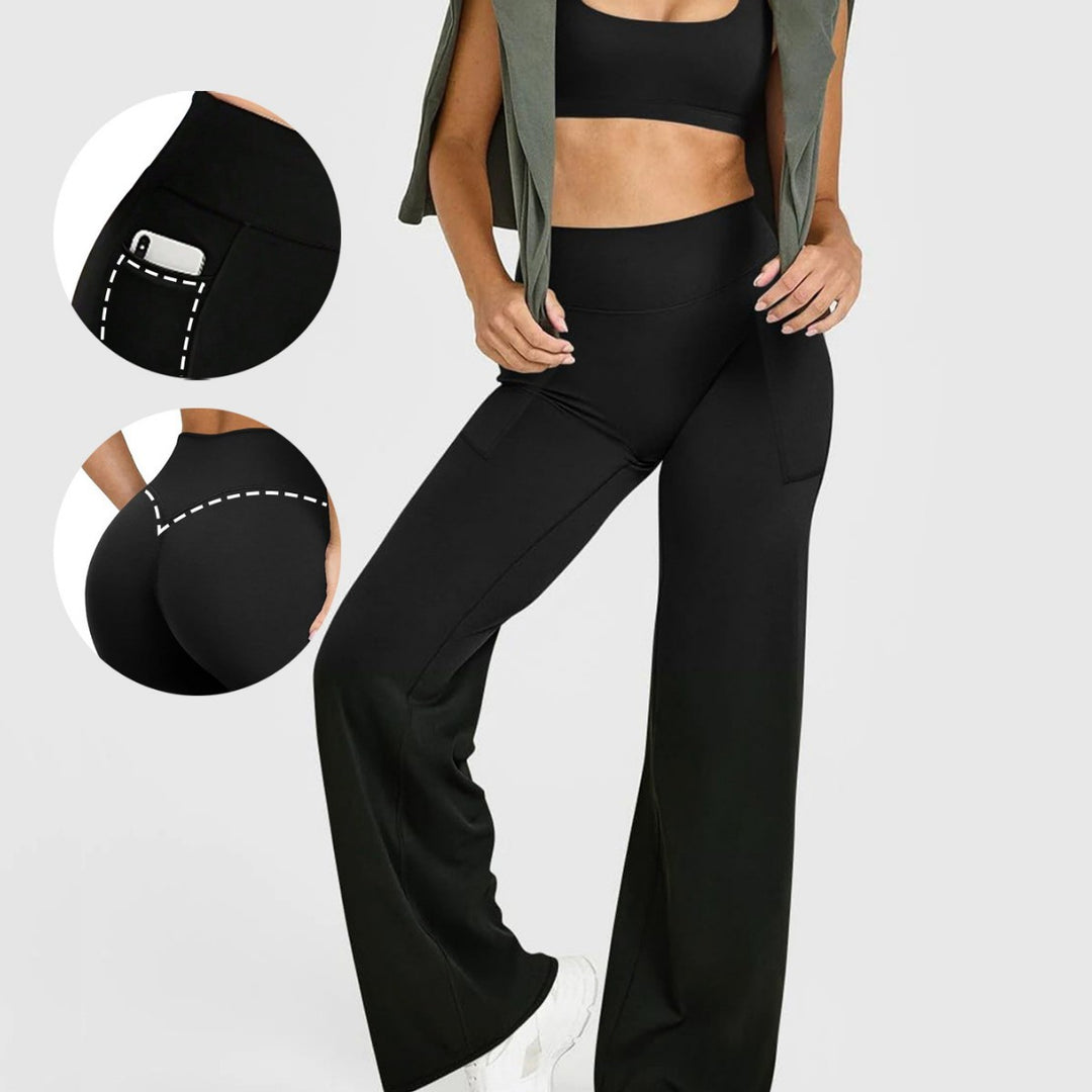 Women's sporty high-waisted leisure pants with pockets Mune Fashion