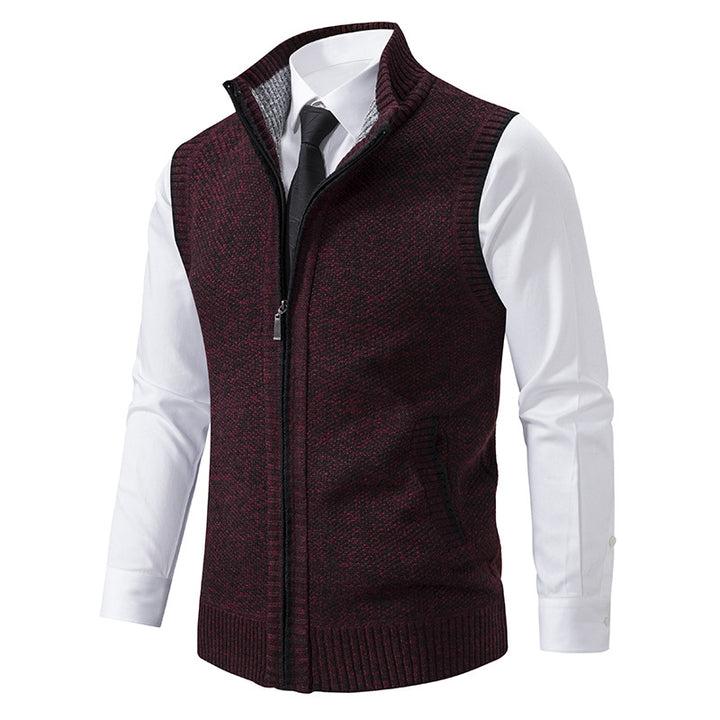 Men's elegant knit vest with stand-up collar and concealed zipper Mune Fashion