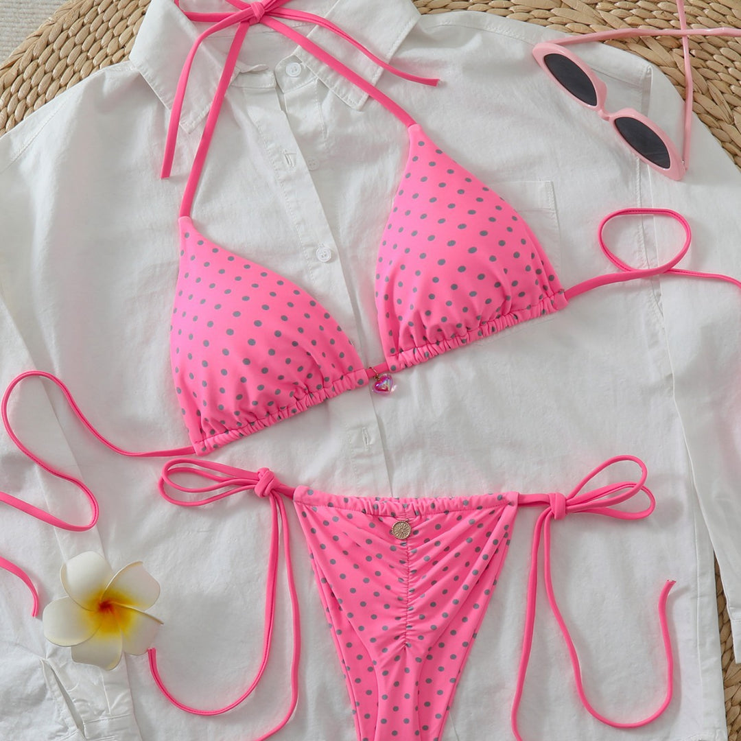 Women Triangle Bikini with playful dots and adjustable straps Mune Fashion