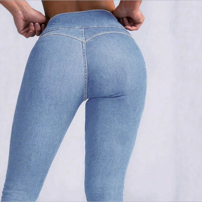 Women High-Waist Sculpting-Skinny-Jeans with waist-shaping V-waistband and double-button closure Mune Fashion