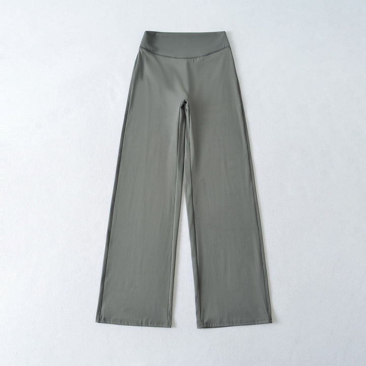 Women's Wide High Waist Lounge Pants made of Stretch Jersey with Flowing Flare Mune Fashion