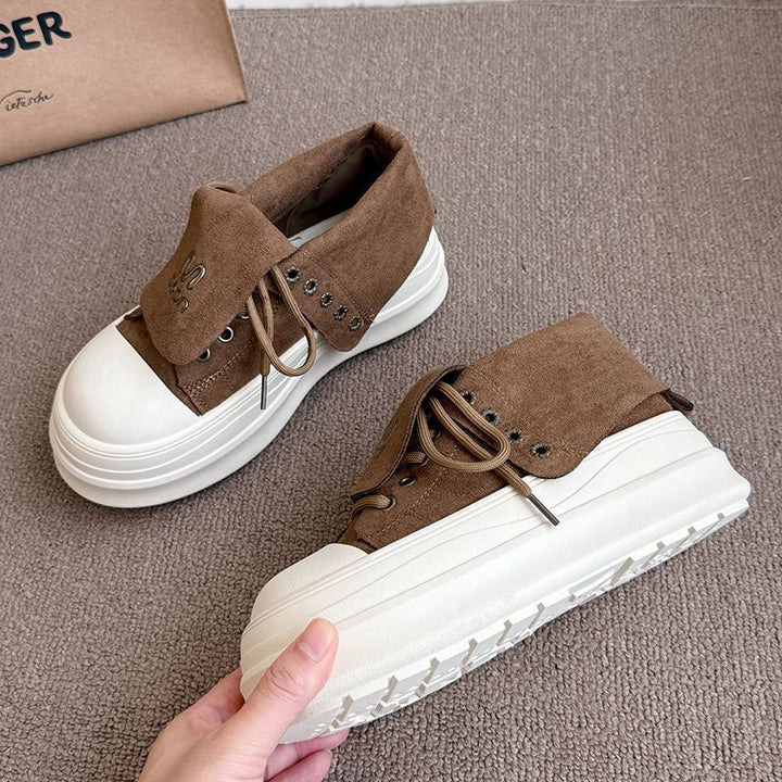 Women's High-Top Sneakers with Fashionable Suede and Sturdy Platform Mune Fashion