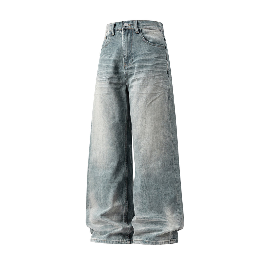 Women's Extra Wide High-Waist Denim Palazzo Pants with Washed Vintage Look Mune Fashion