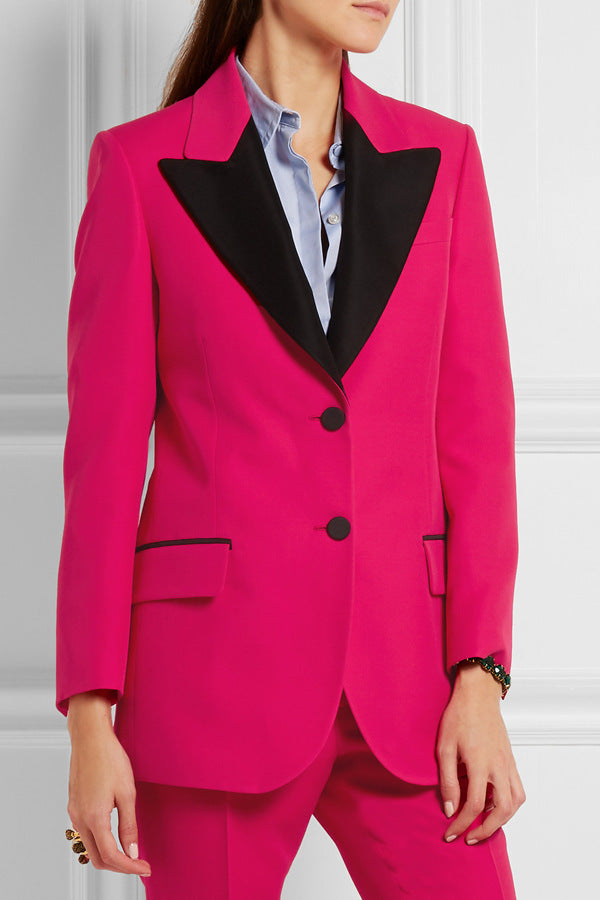 Women’s Tuxedo Jacket in Tailoring with pointed Shawl Collar and contrasted Lapel Trim Mune Fashion