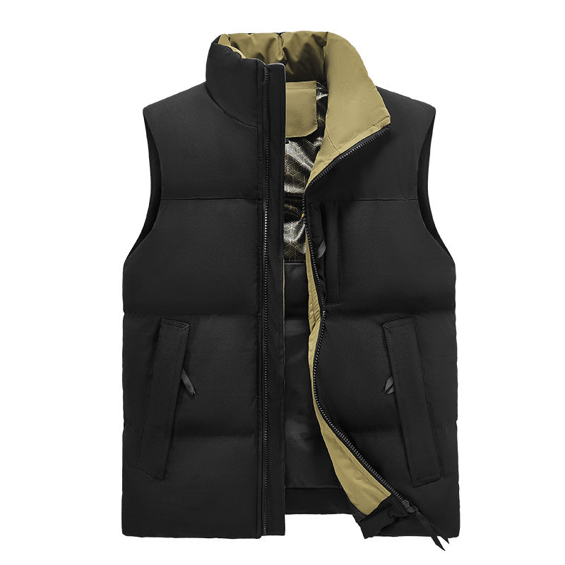 Men's quilted thermo padded vest with high stand-up collar, wind and water-repellent outer shell Mune Fashion