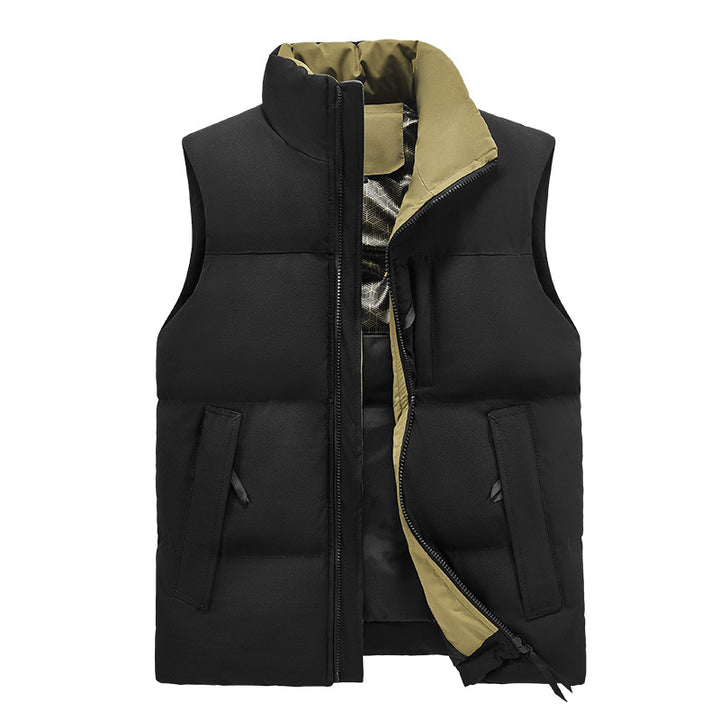 Men's quilted thermo padded vest with high stand-up collar, wind and water-repellent outer shell Mune Fashion