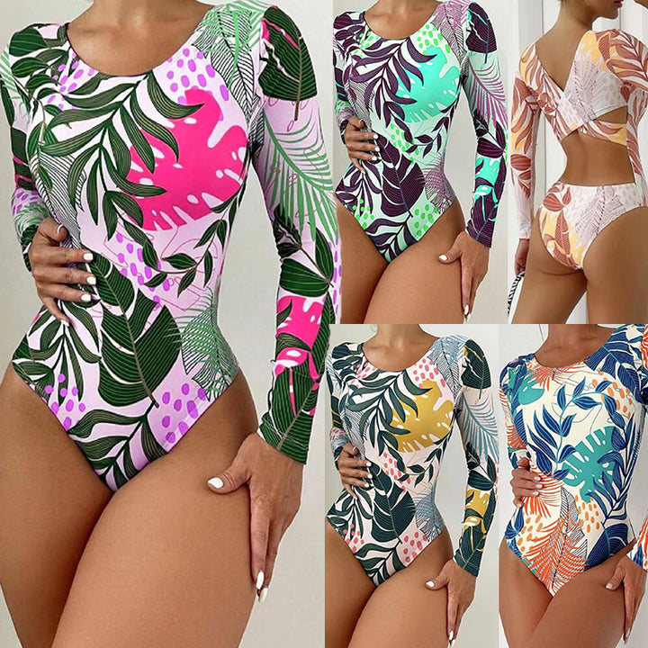 Women Long Sleeve Swimsuit with Floral Design Mune Fashion