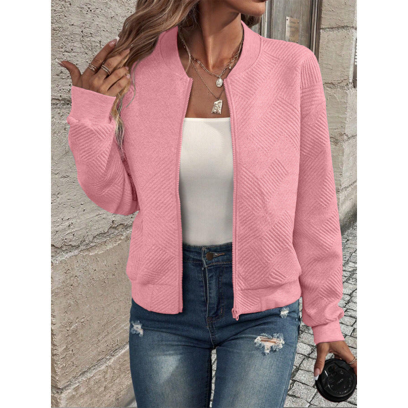 Women's structured knit bomber jacket with full zip and ribbed cuffs Mune Fashion