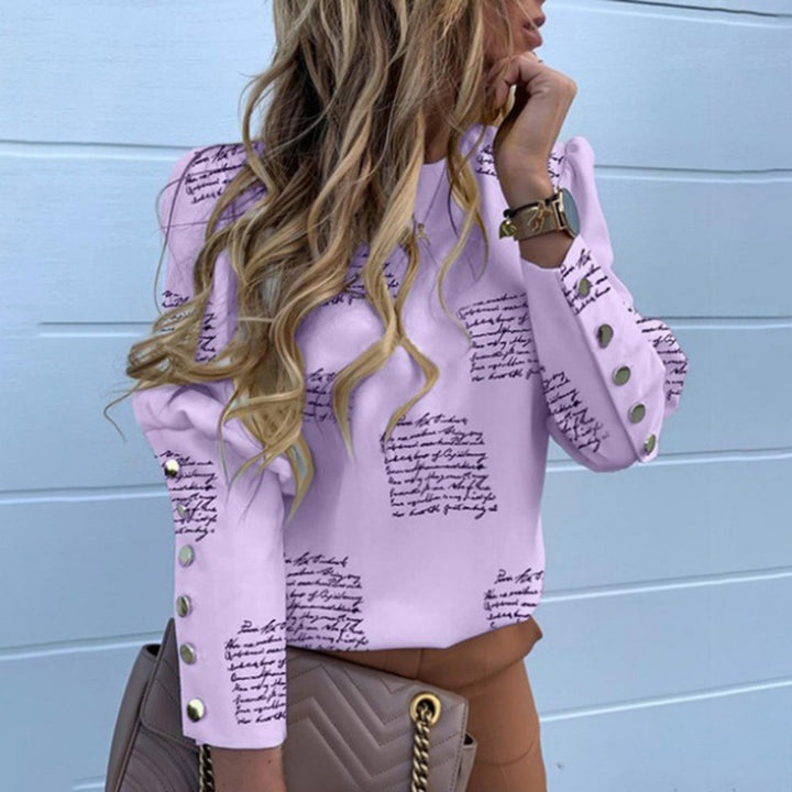 Women's Lightweight Blouse with Leopard Print, Balloon Sleeves and Decorative Button Placket Mune Fashion