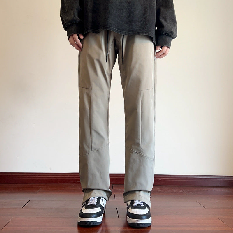 Men's Water-Repellent Tech Pants with Straight Leg, Reinforced Knee Areas & Drawstring Mune Fashion