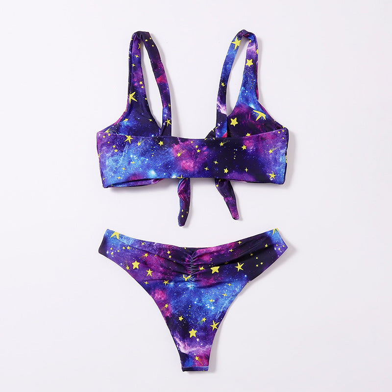 Women's bikini set with playful knot design and galactic pattern Mune Fashion